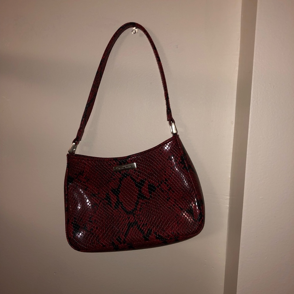 Nine west red snakeskin mini handbag